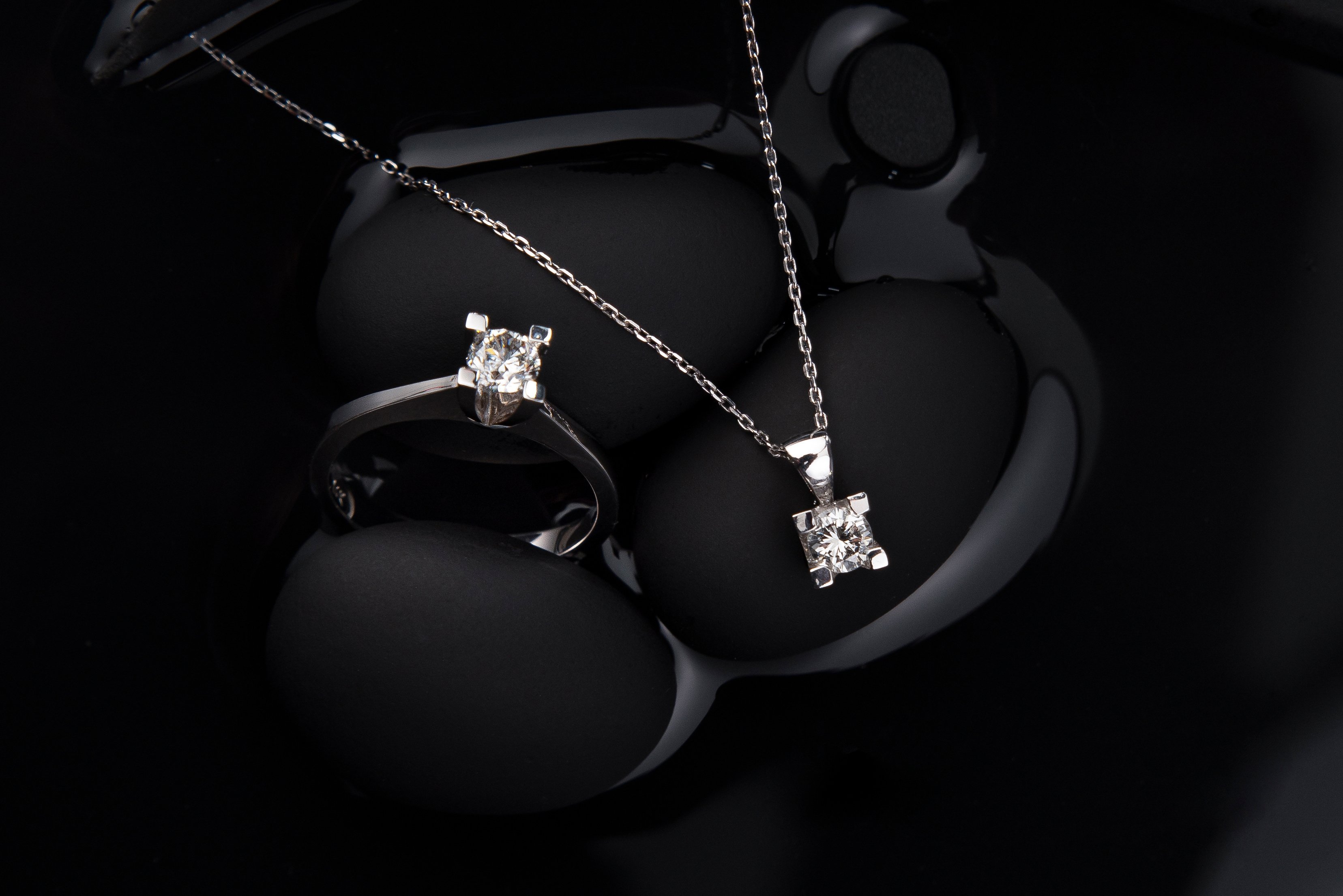 Diamond Ring and Necklace with Pendant